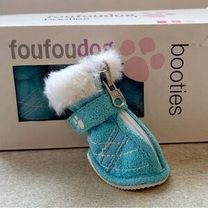 BNIB Fou Fou Dog Boots (4) Blue. Size 1 (chi, toy dog, yorkie, Pomeranian etc)